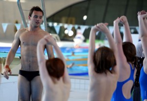 Tom Daley at the London Aquatic centre at the launch of his diving academy
